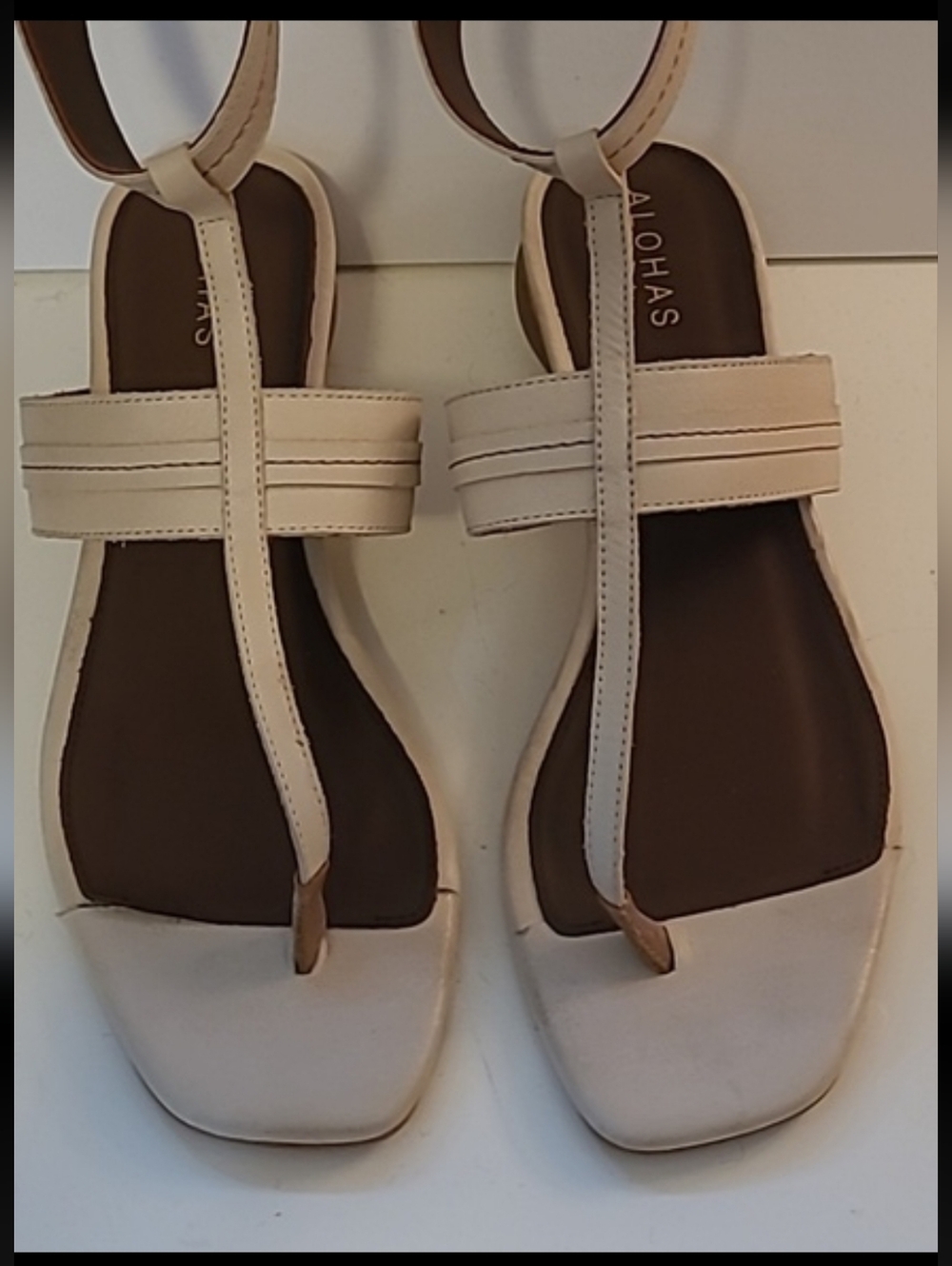 ALOHAS Thong Lace Up Cream Color Sandal EU SZ 39/8/8.5